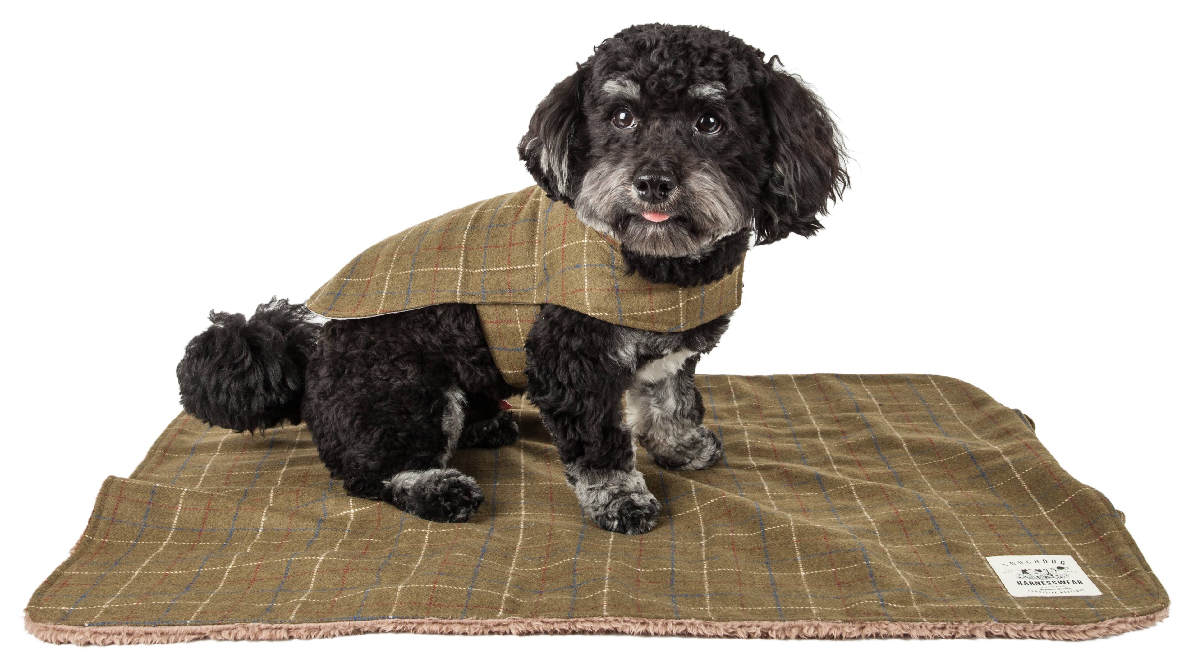 2-in-1 Windowpane Plaid Dog Jacket & Reversible Mat Set