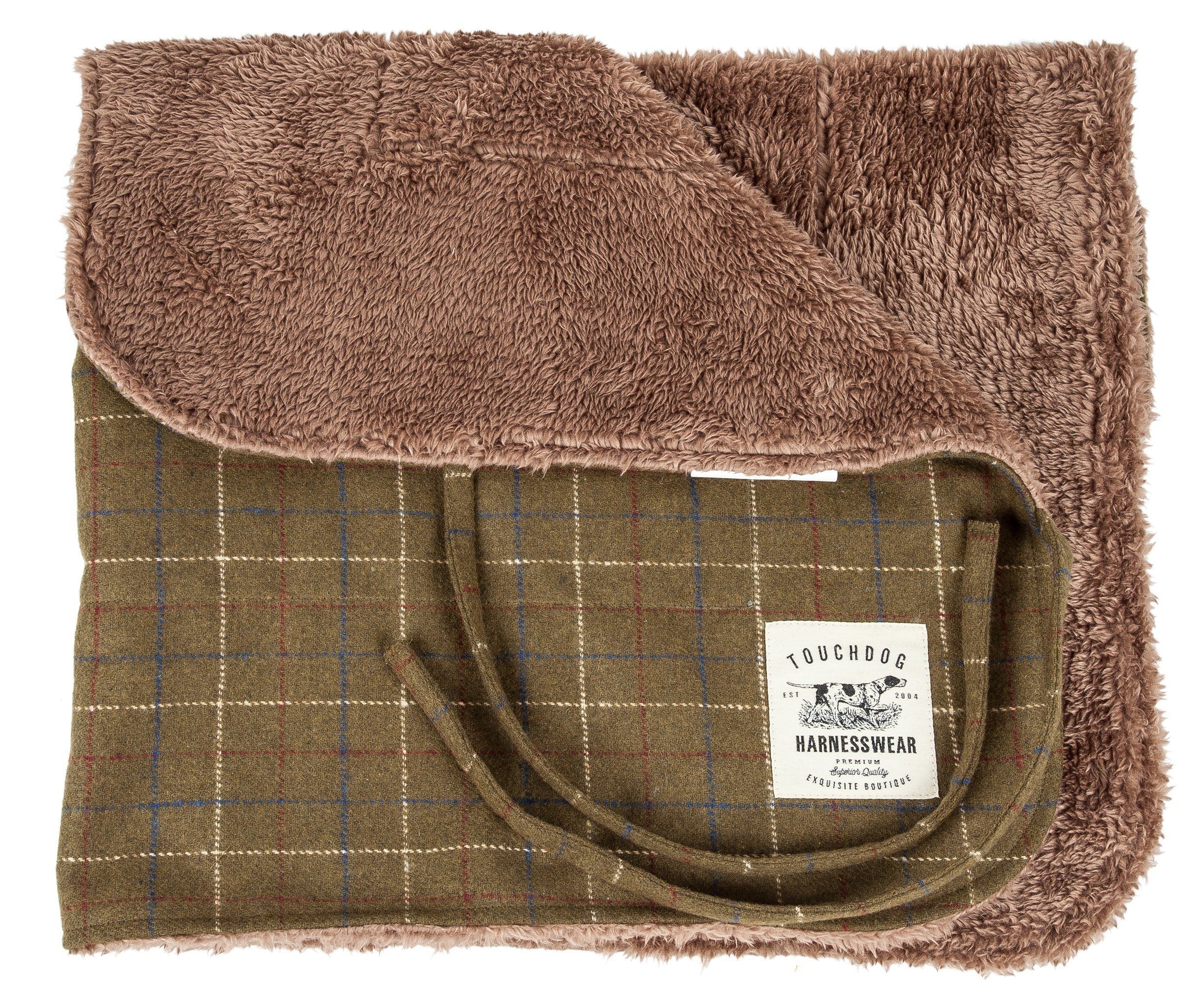 2-in-1 Windowpane Plaid Dog Jacket & Reversible Mat Set
