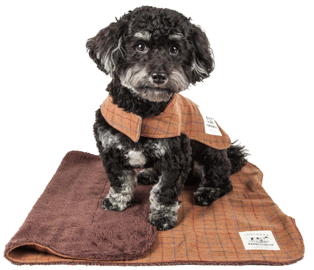 2-in-1 Windowpane Plaid Dog Jacket & Reversible Mat Set