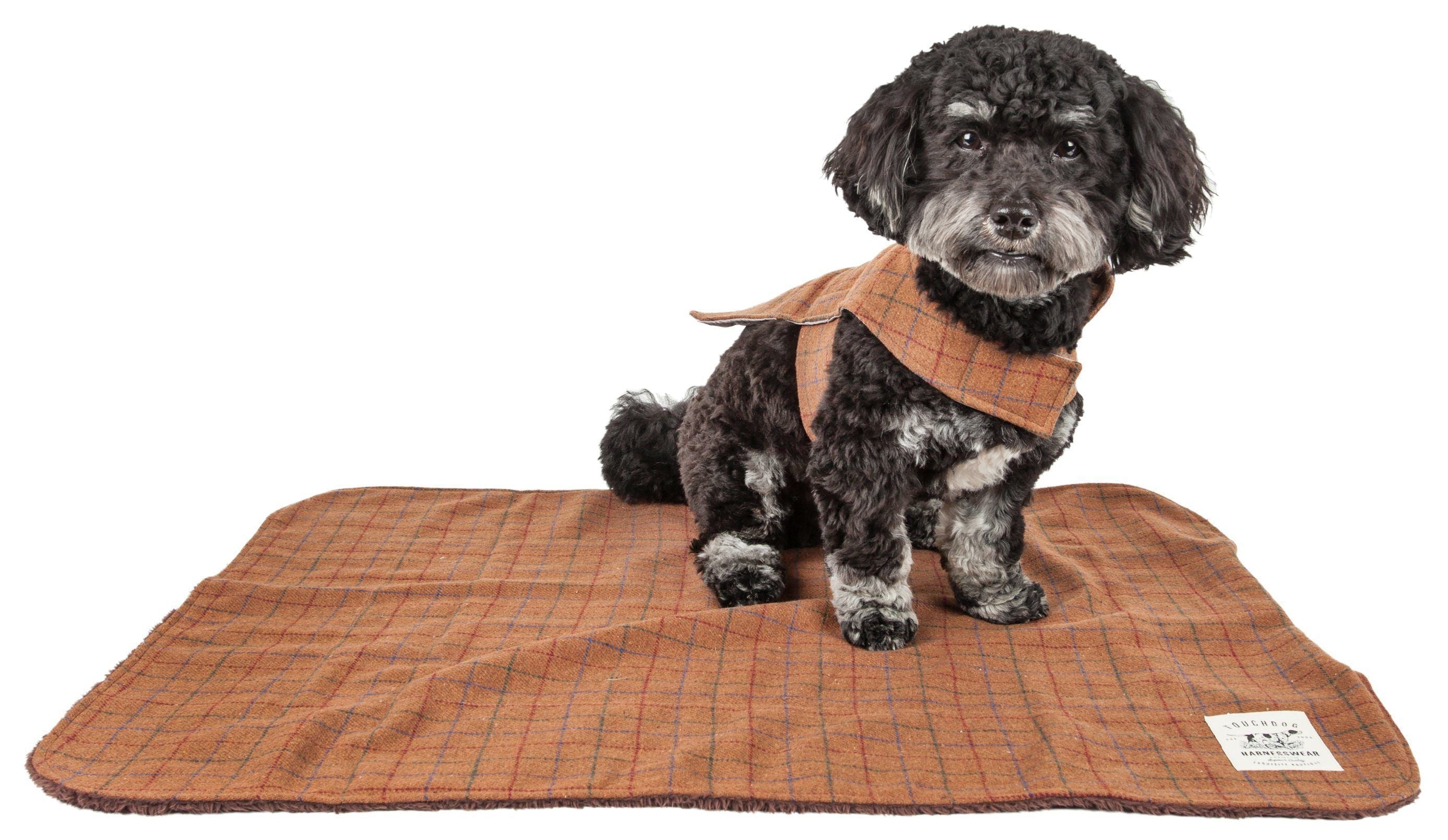 2-in-1 Windowpane Plaid Dog Jacket & Reversible Mat Set