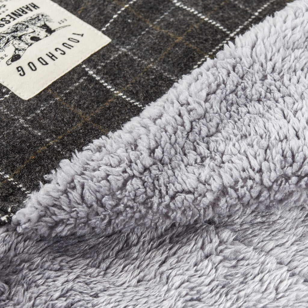 2-in-1 Windowpane Plaid Dog Jacket & Reversible Mat Set