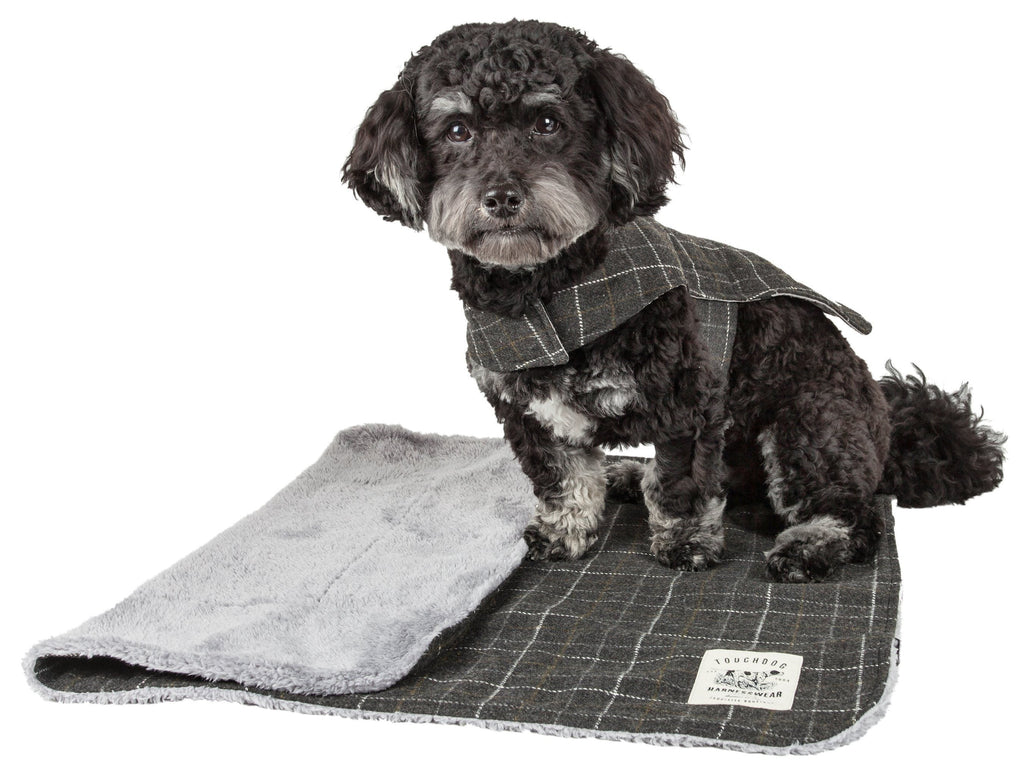 2-in-1 Windowpane Plaid Dog Jacket & Reversible Mat Set