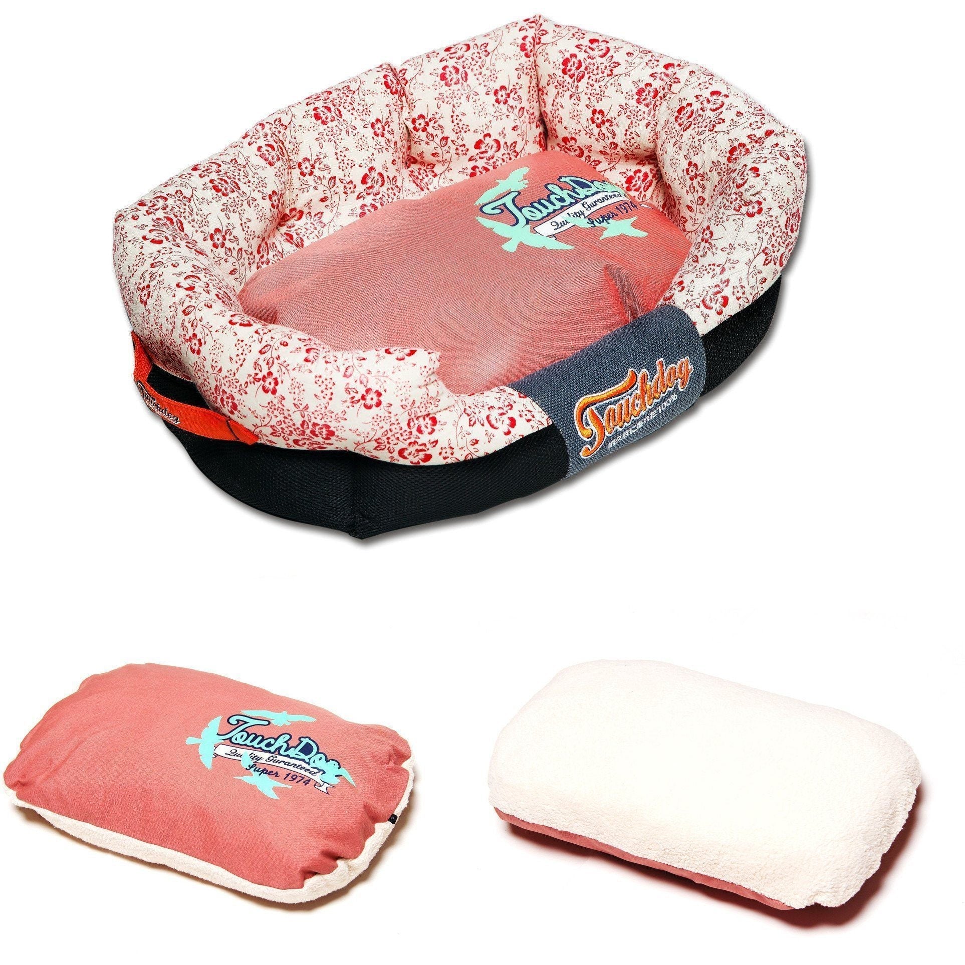 Floral-Galoral Ultra-Plush Rectangular Dog Bed with Removable Cushion