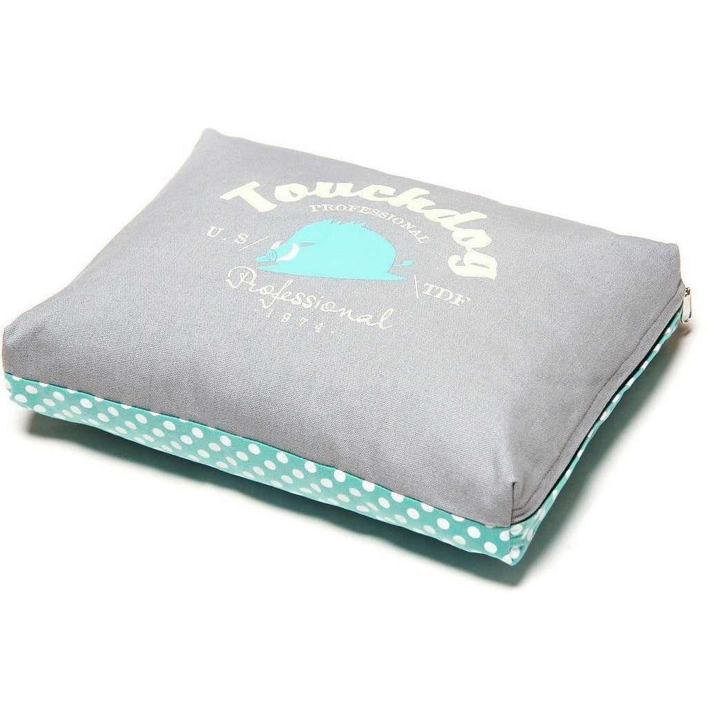 Touchdog Polka-Striped Rectangular Dog Bed with Removable Cushion