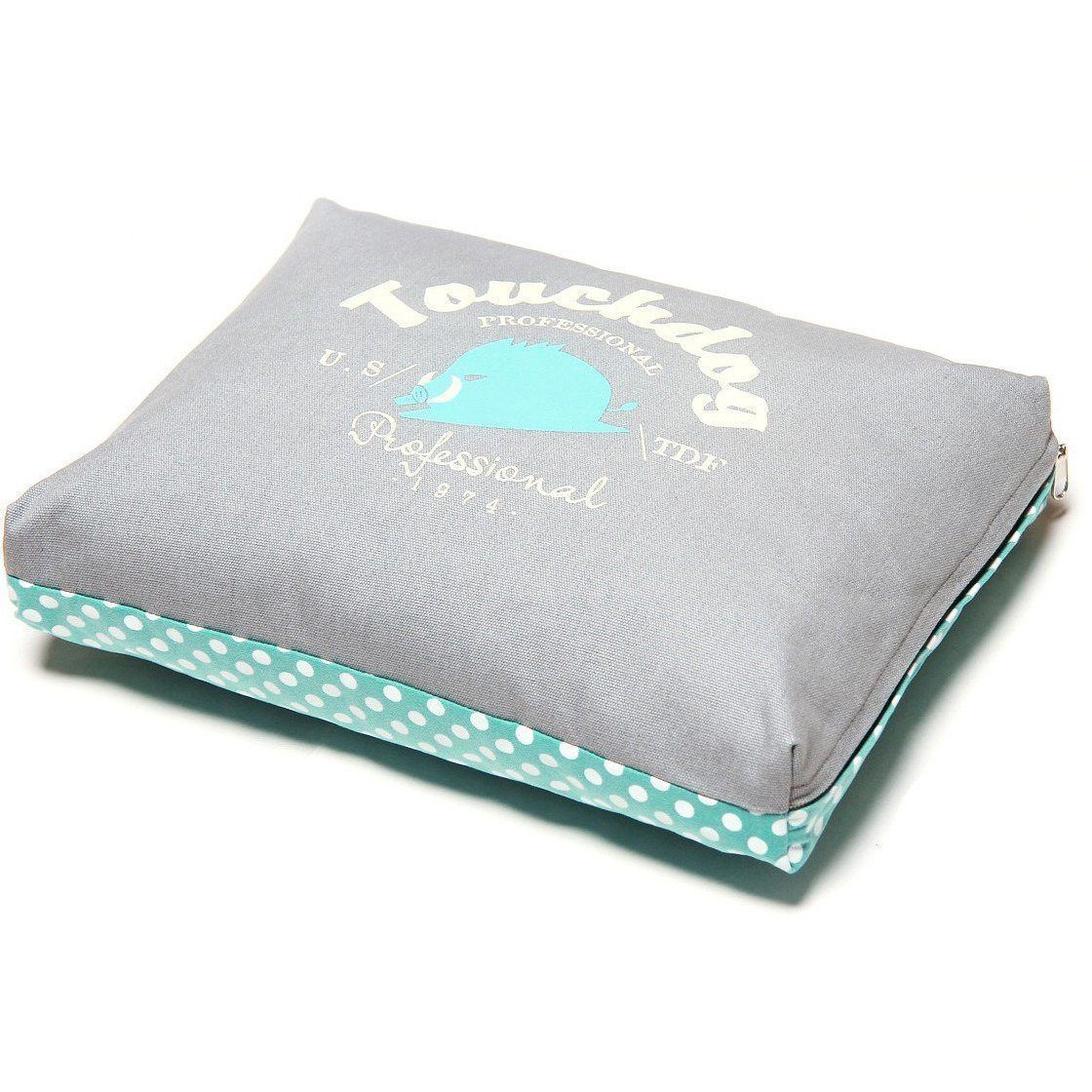 Touchdog Polka-Striped Rectangular Dog Bed with Removable Cushion