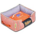 Touchdog Polka-Striped Rectangular Dog Bed with Removable Cushion
