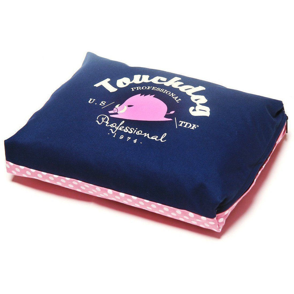 Touchdog Polka-Striped Rectangular Dog Bed with Removable Cushion