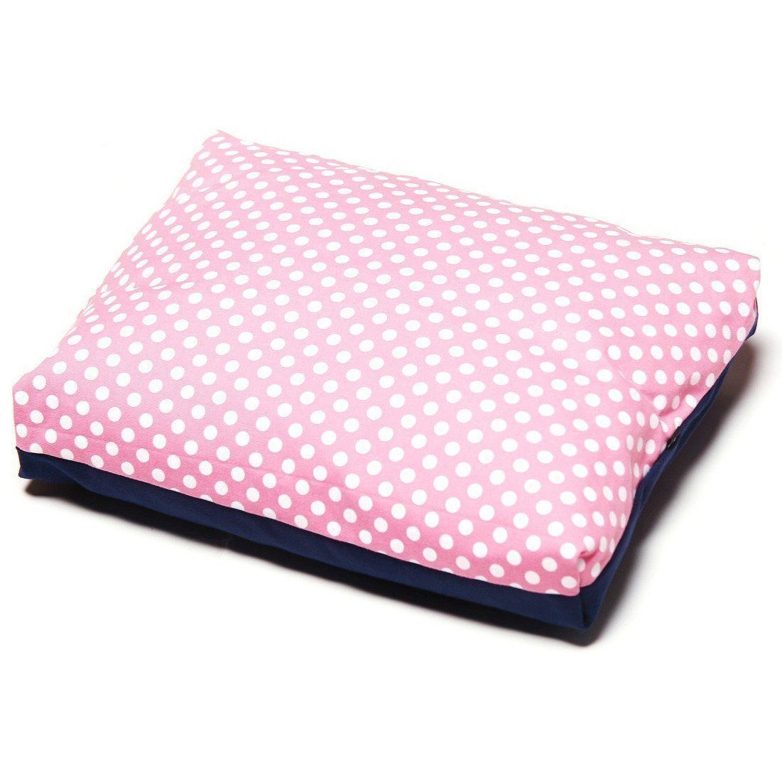 Touchdog Polka-Striped Rectangular Dog Bed with Removable Cushion