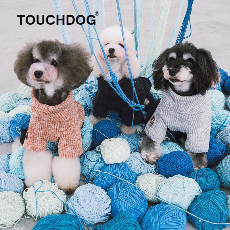 Touchdog Vogue Neck-Wrap Dog Sweater with Denim Pants
