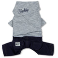 Touchdog Vogue Neck-Wrap Dog Sweater with Denim Pants