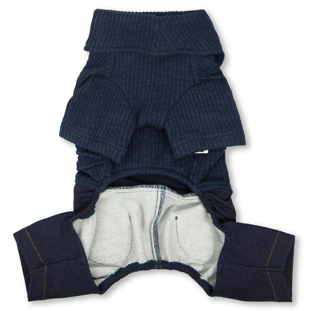 Touchdog Vogue Neck-Wrap Dog Sweater with Denim Pants