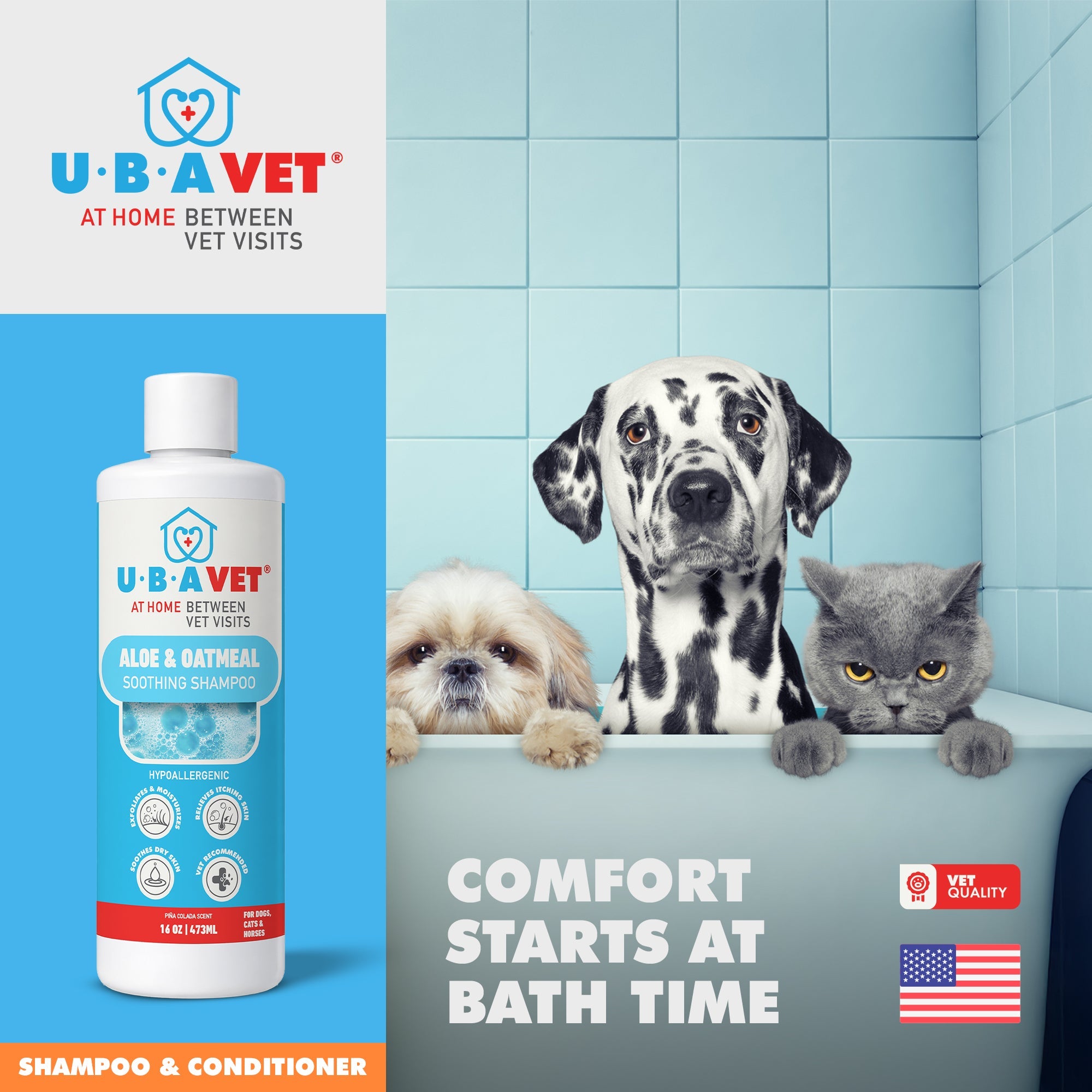 Aloe & Oatmeal Shampoo for Dogs & Cats, 16.9 fl oz