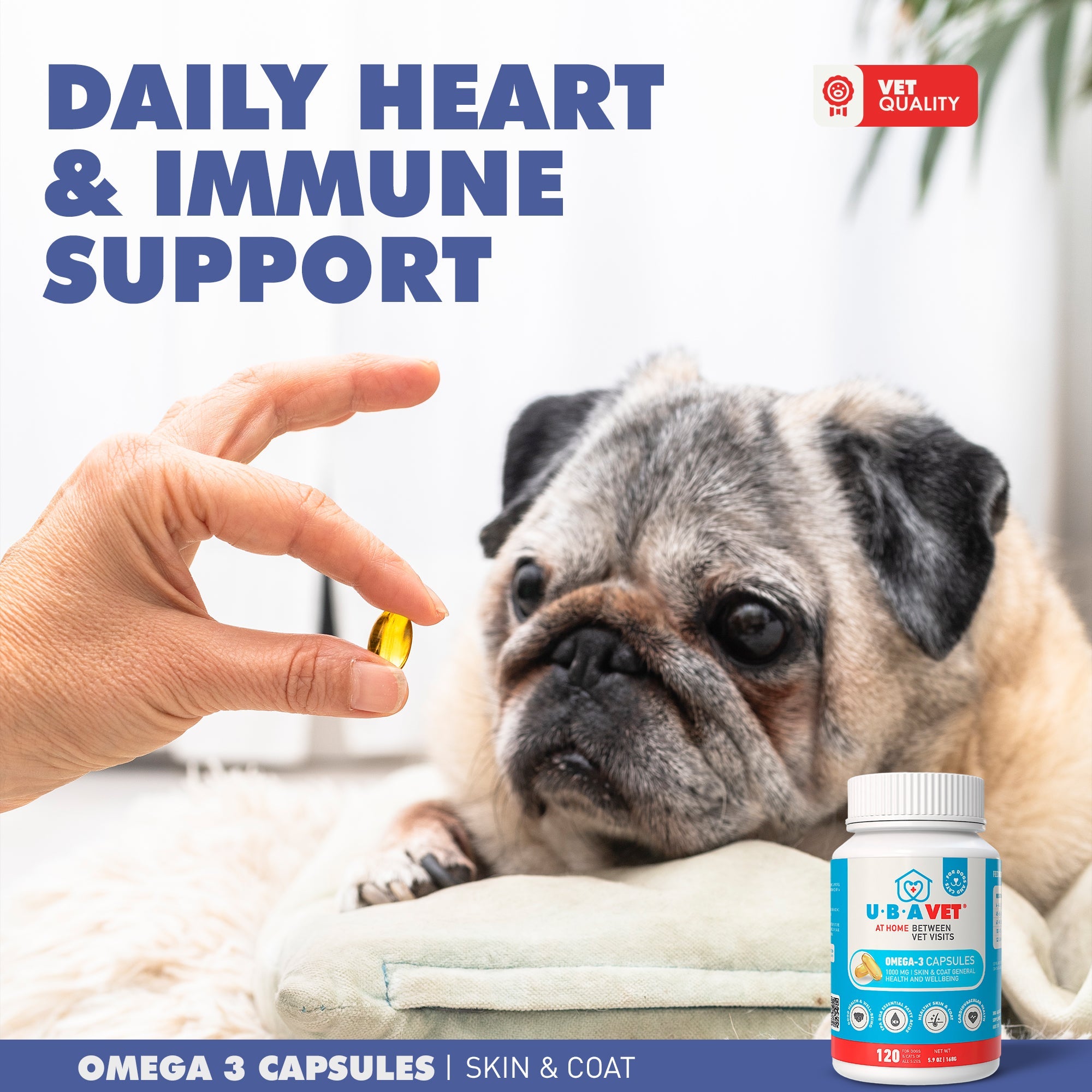 Omega-3 Fish Oil Capsules for Dogs & Cats, 1000 mg, 120 Softgels