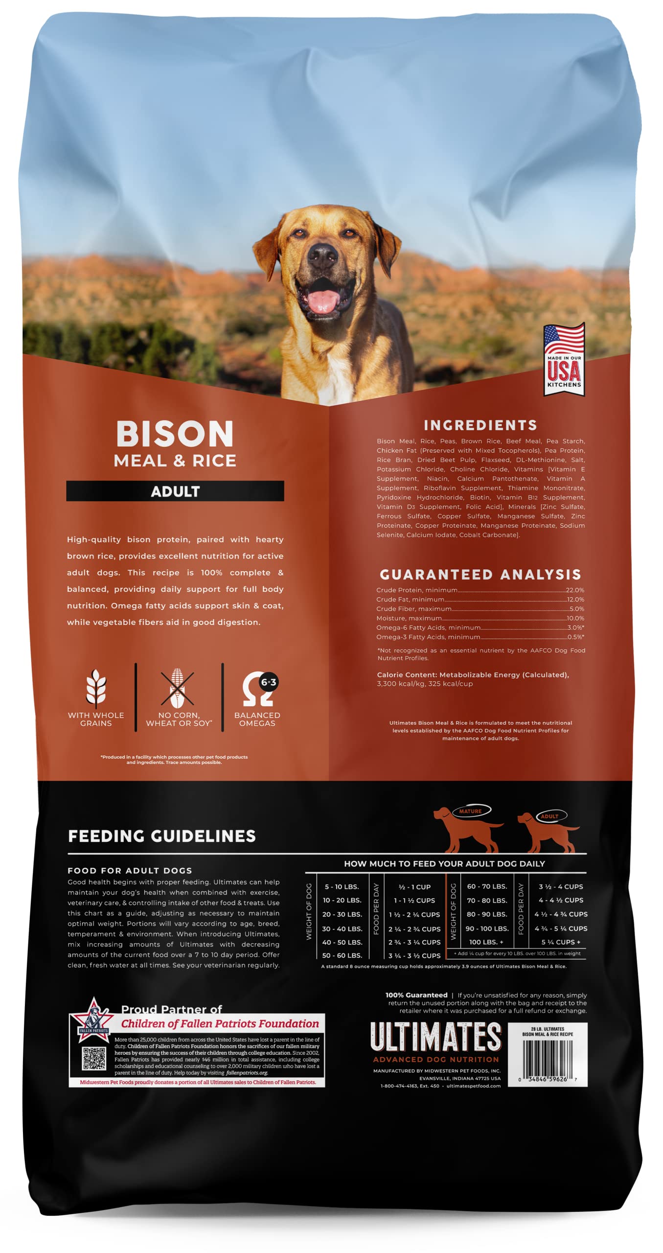 Bison & Brown Rice Adult Dog Food, Made in USA