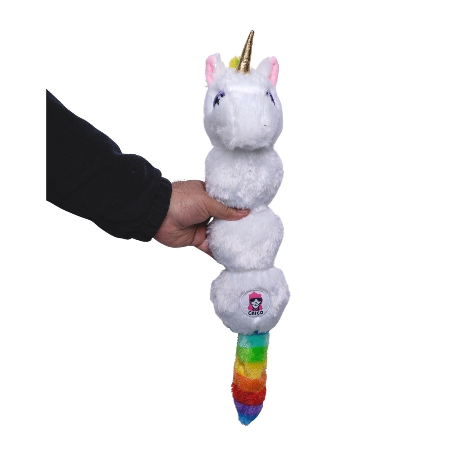 Magical Colorful Unicorn Plush Dog Toy for Medium to Large Dogs
