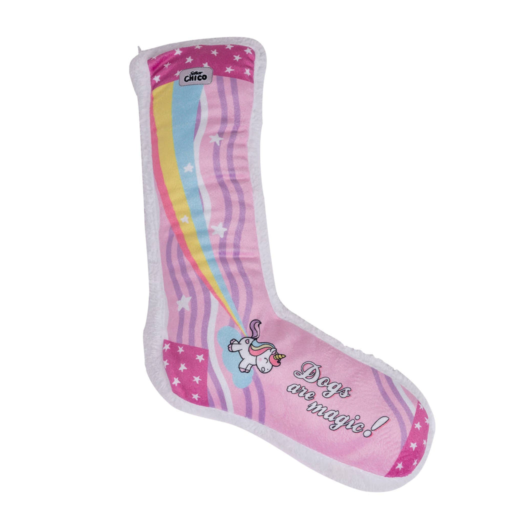 Squeaky Unicorn Sock Plush Dog Toy with Crinkle Sounds
