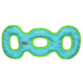 DuraForce 3WayTug dog toy in blue and green tiger pattern