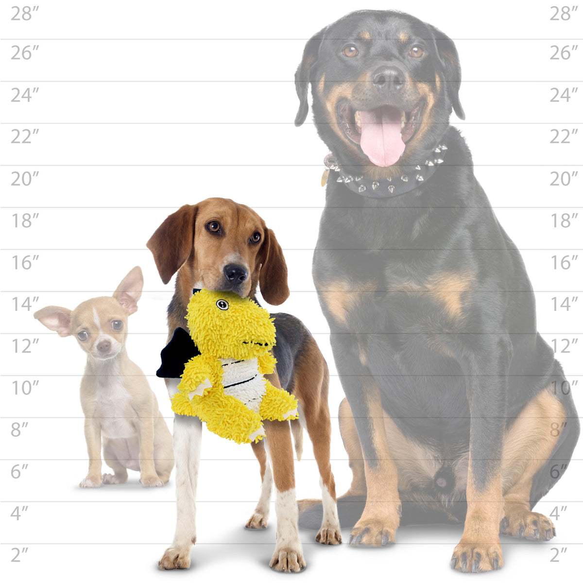 Mighty Microfiber Ball Med Dragon Yellow — dog size guide
