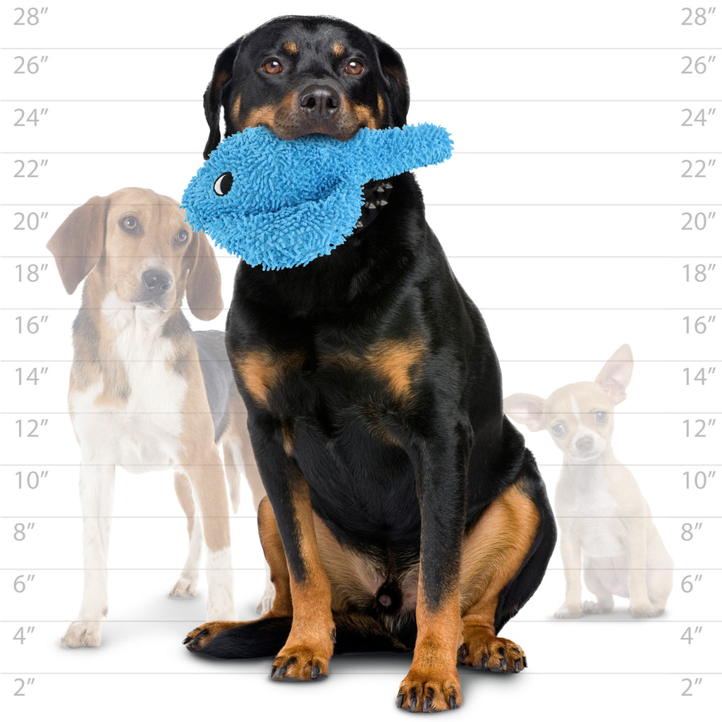 Mighty Microfiber Ball Med Stingray Blue — dog size guide