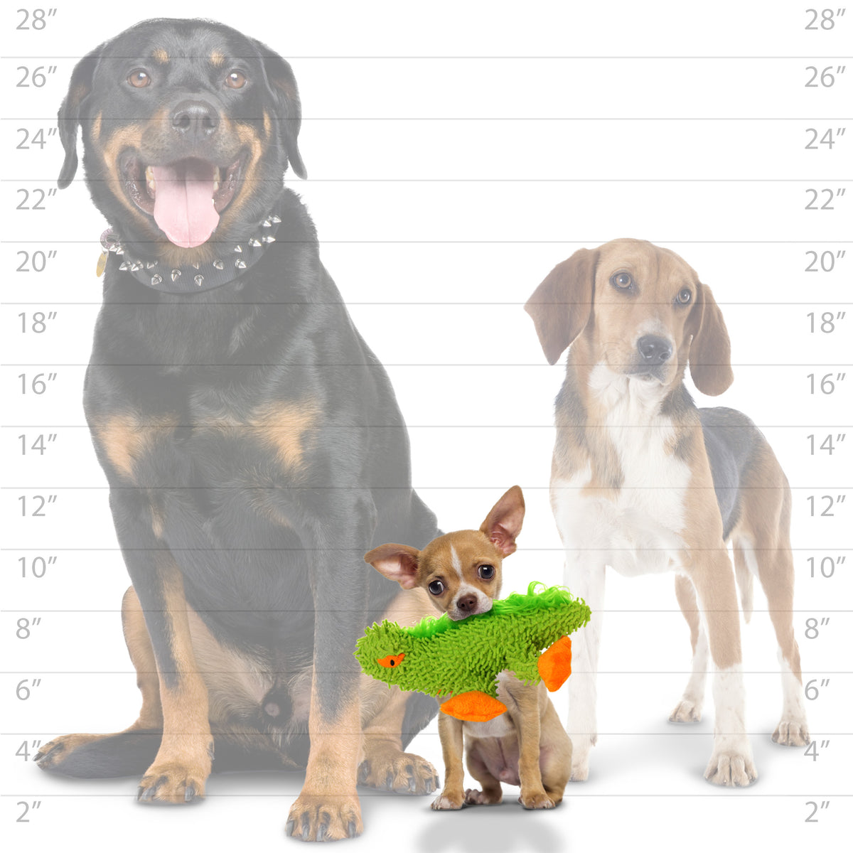 Mighty Jr Microfiber Lizard — dog size guide