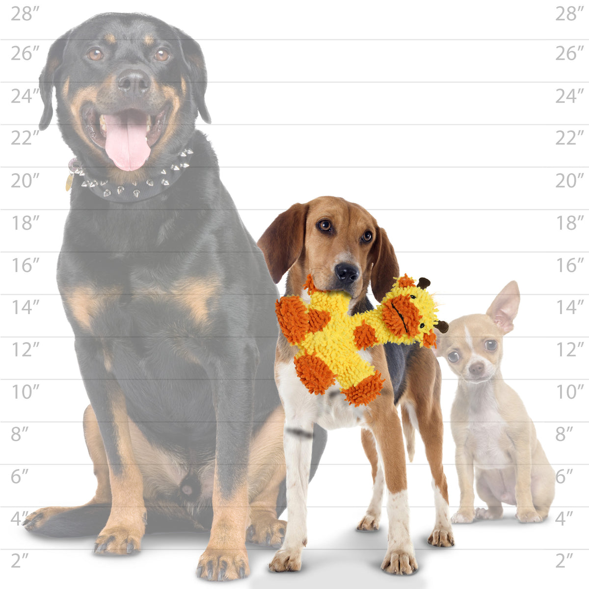 Mighty Jr Microfiber Ball Giraffe — dog size guide