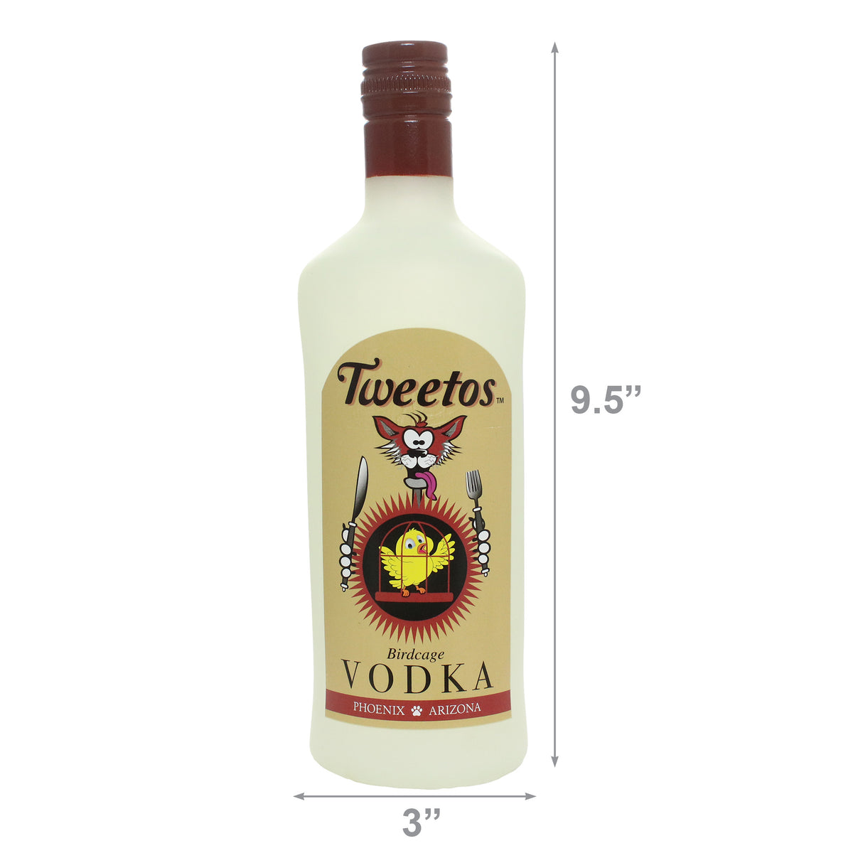 Silly Squeaker Liquor Bottle Tweetos — dimensions