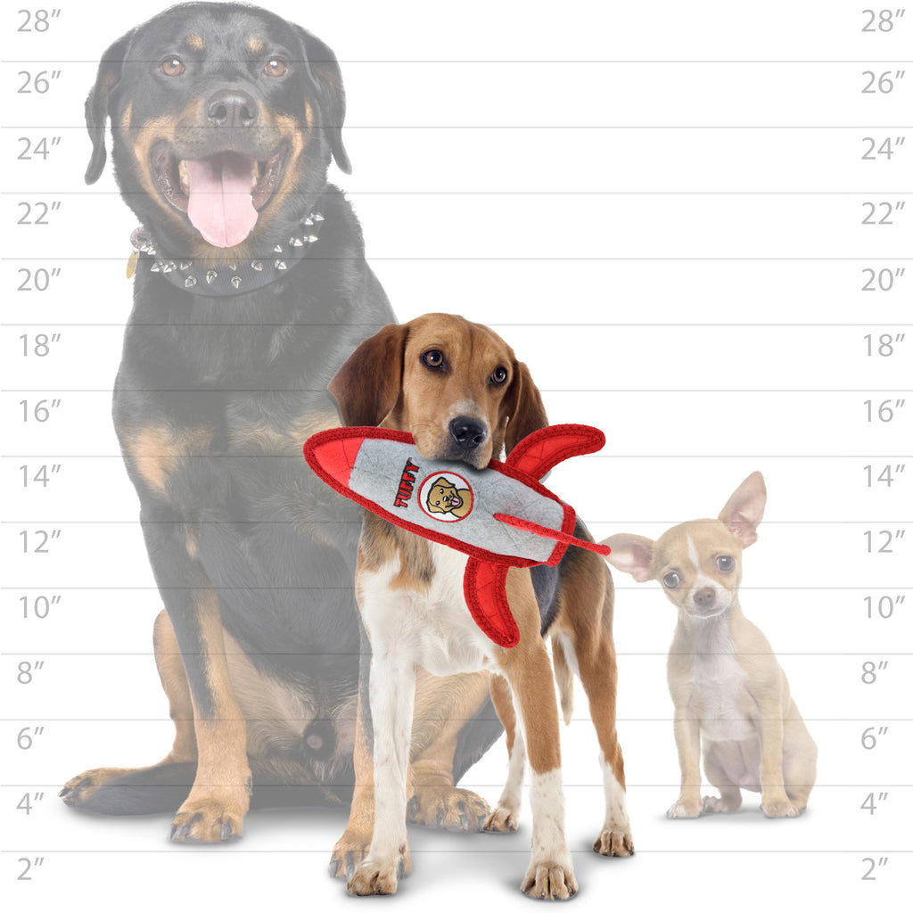 Tuffy Transportation Rocket Ship — dog size guide