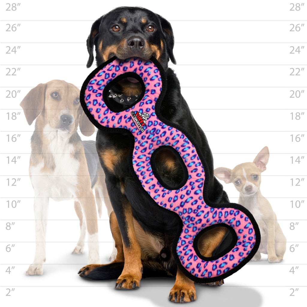 Tuffy Ultimate 3WayTug Pink Leopard — dog size guide