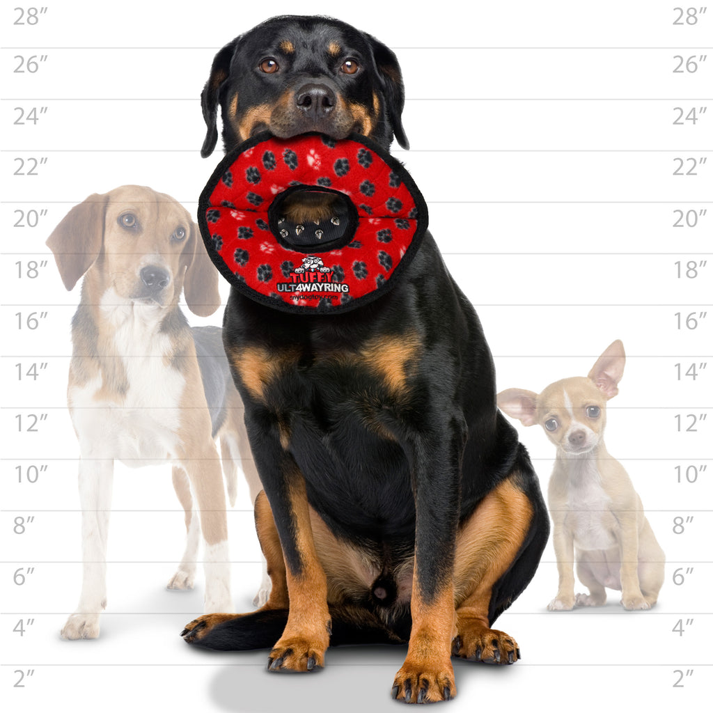 Tuffy Ultimate 4WayRing Red Paw — dog size guide
