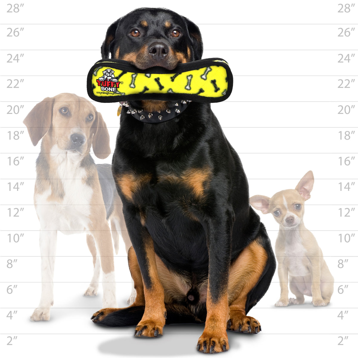 Tuffy Ultimate Bone Yellow Bone — dog size guide