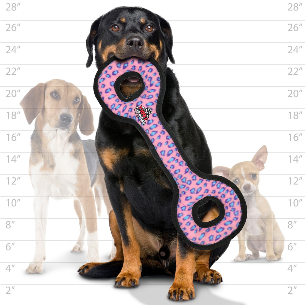 Tuffy Ultimate Tug-O-War Pink Leopard — dog size guide