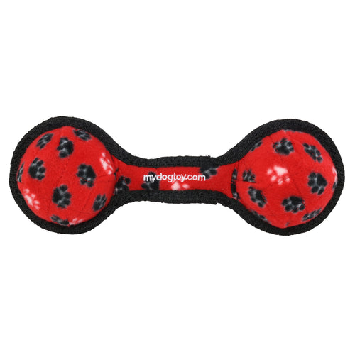 Tuffy Jr 2 Ball Tug Red Paw