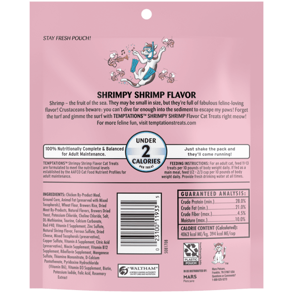 TEMPTATIONS Classic Cat Treats Shrimp Flavor, Crunchy & Soft