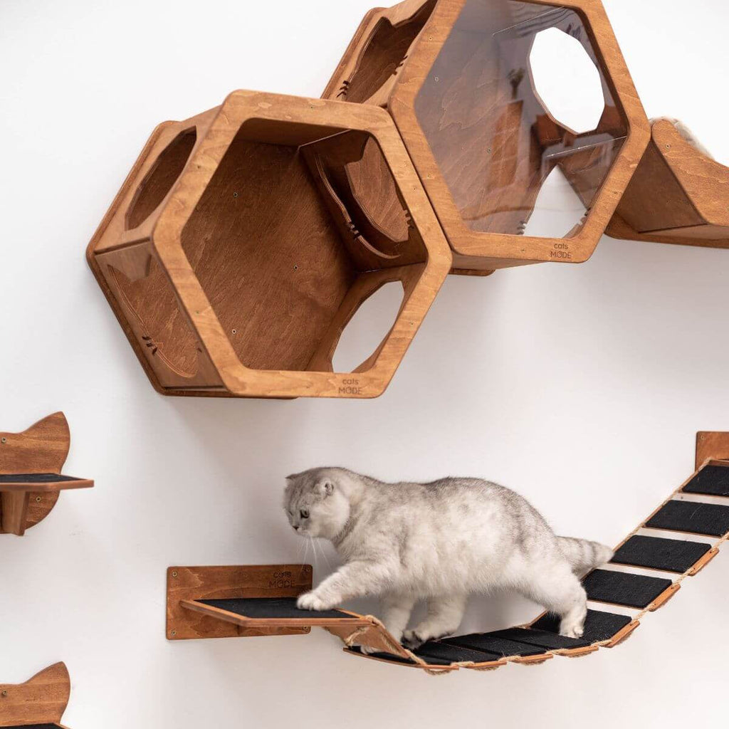 Cat Rope Bridge with Felt-Covered Stairs, 48.8"