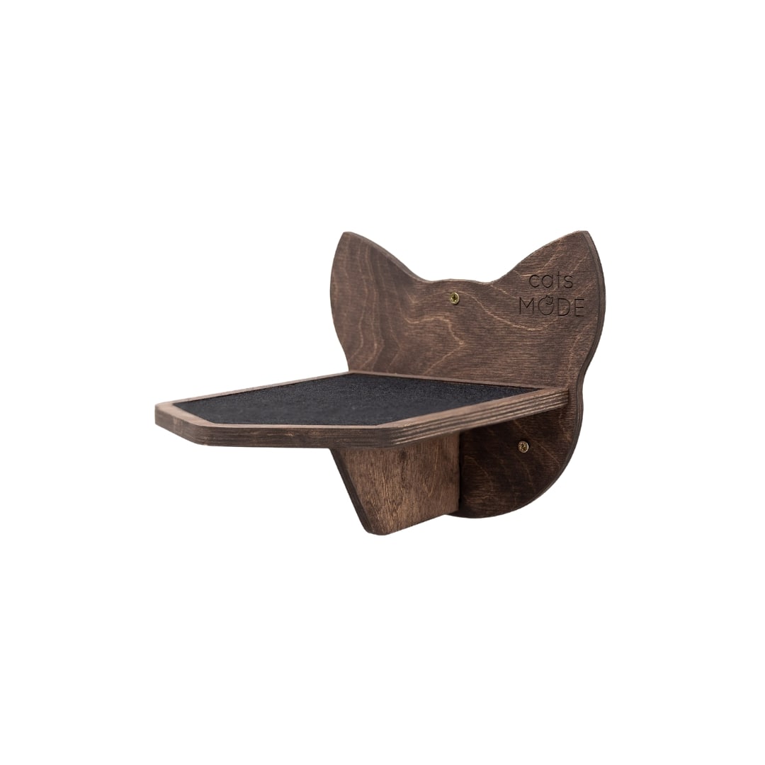 Wall-Mounted Cat Steps in Dark Walnut Wood