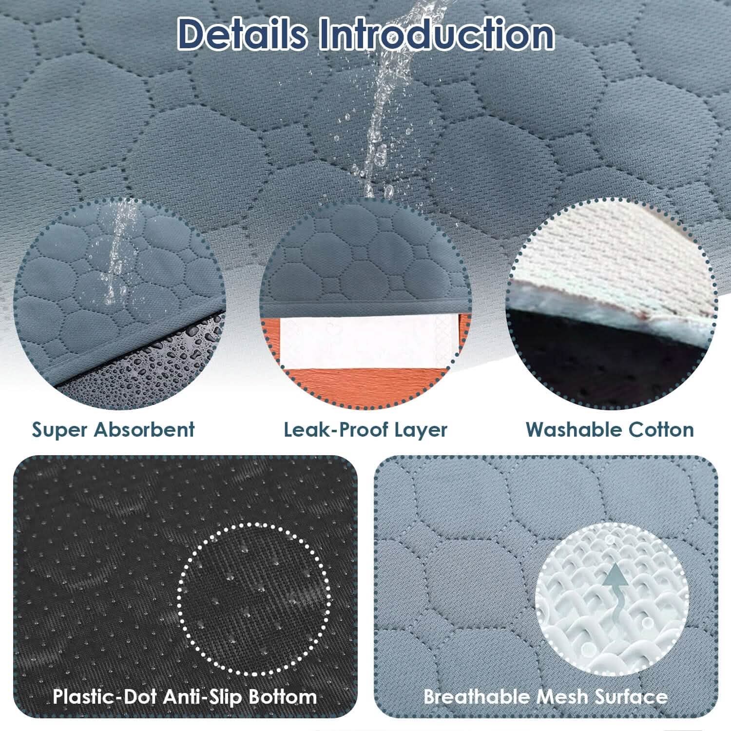 Reusable Dog Pee Pad with Four-Layer Absorbent Protection