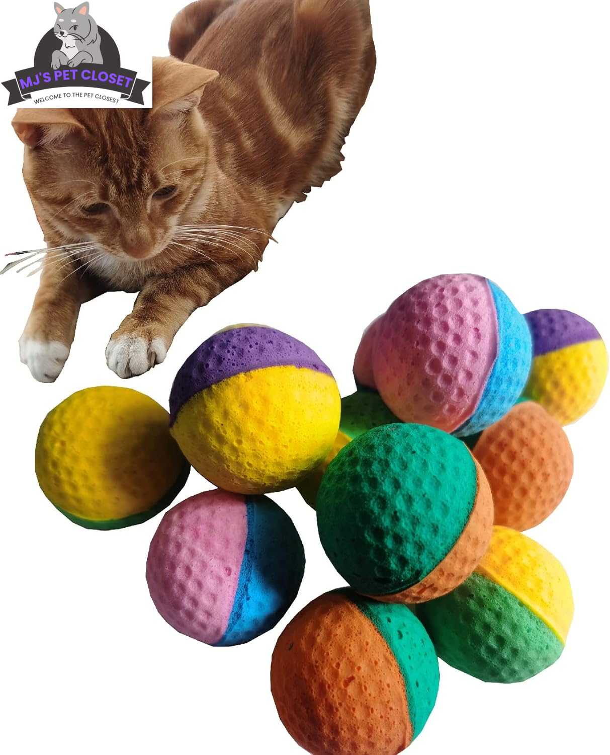 Mini Cat Foam Ball Toy, 1.6-Inch Soft Latex for Indoor Play
