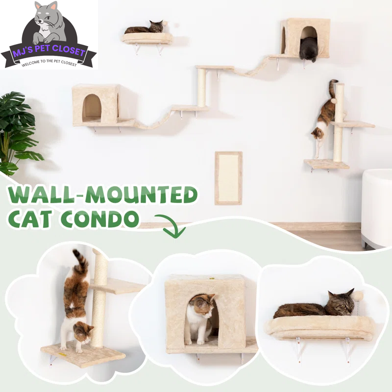 Wall-Mounted Cat Tree Set – Modern Space-Saving Design