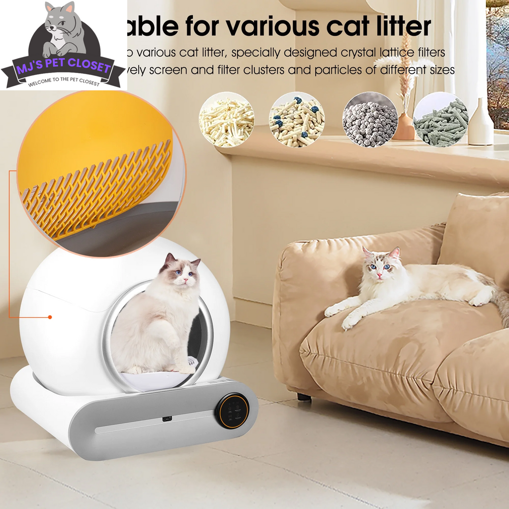 Self-Cleaning Cat Litter Box with App Control, 65L Capacity