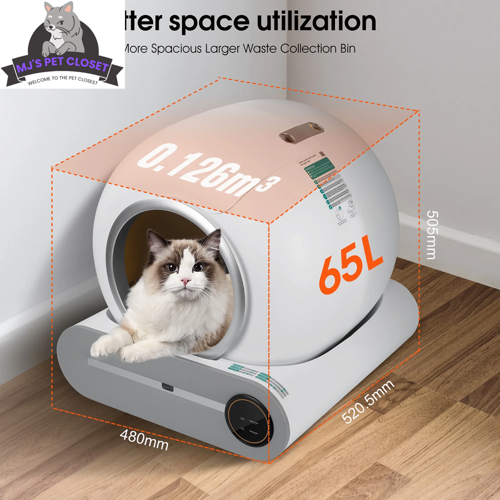 Self-Cleaning Cat Litter Box with App Control, 65L Capacity