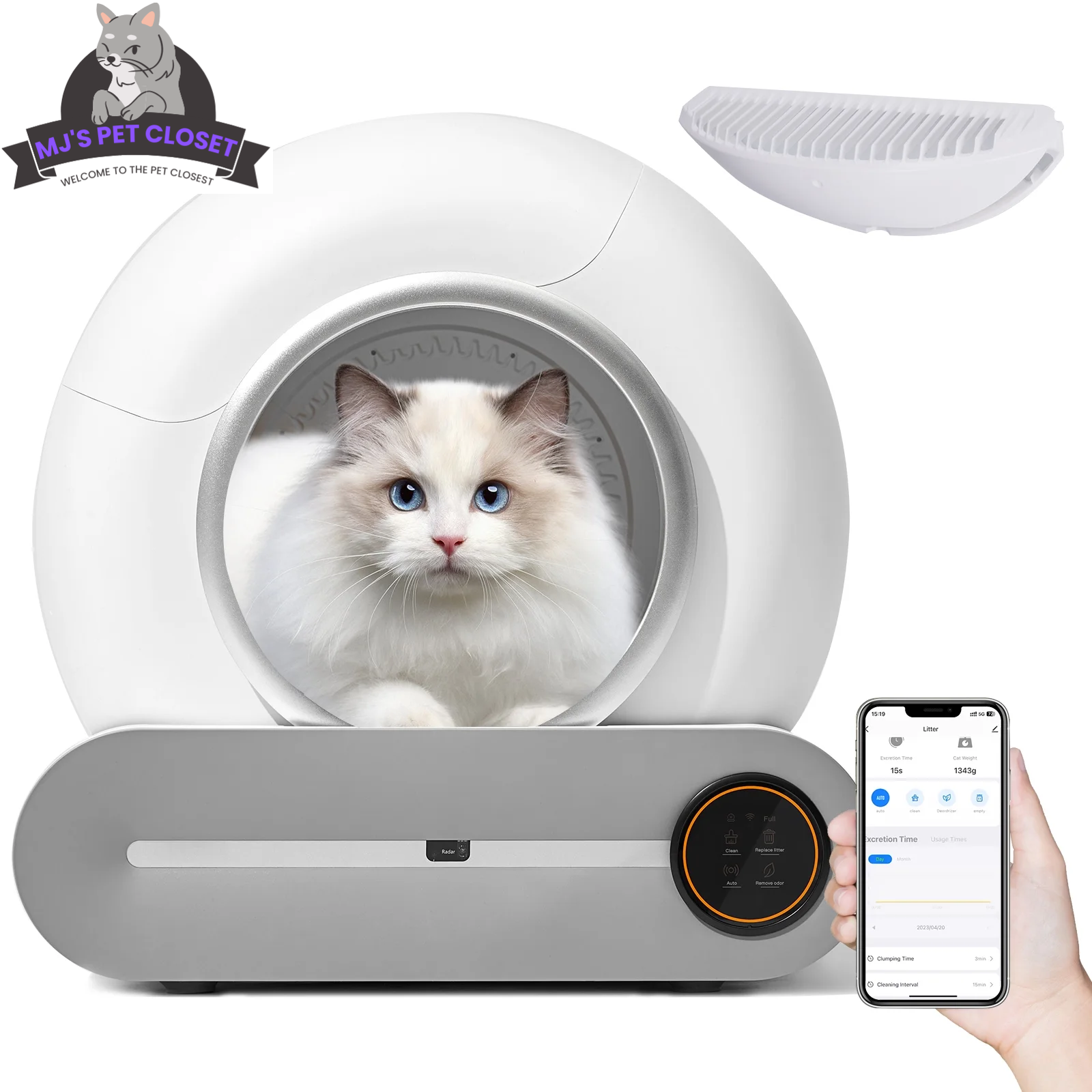 Self-Cleaning Cat Litter Box with App Control, 65L Capacity