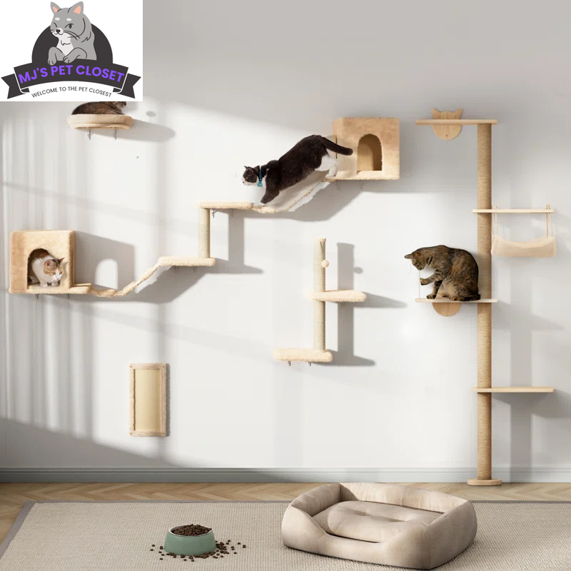 Wall-Mounted Cat Tree Set – Modern Space-Saving Design