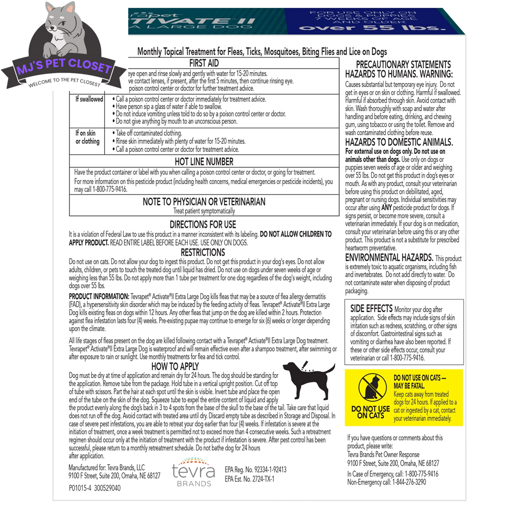 Monthly Flea, Tick & Mosquito Topical for Dogs, 4 Doses