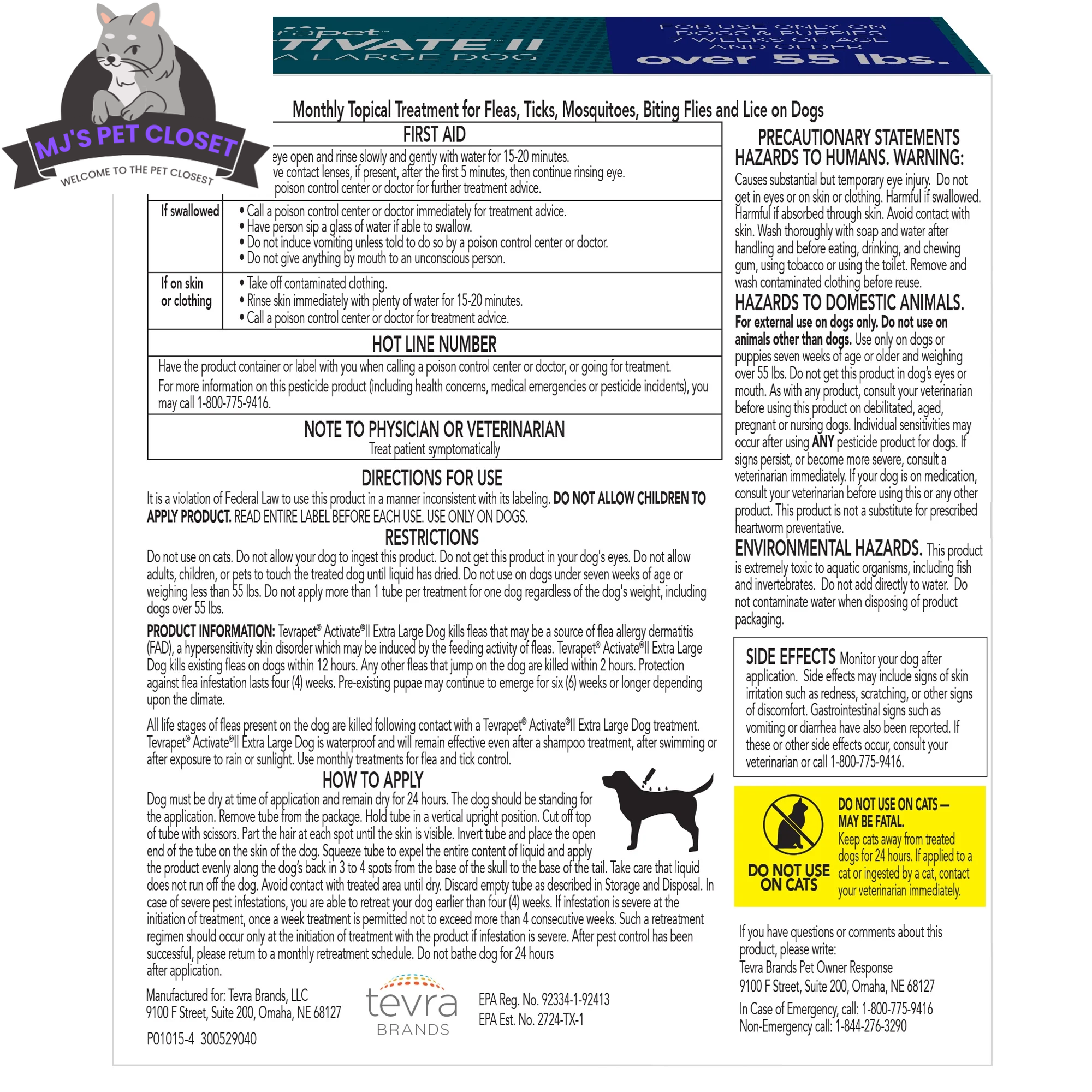 Monthly Flea, Tick & Mosquito Topical for Dogs, 4 Doses