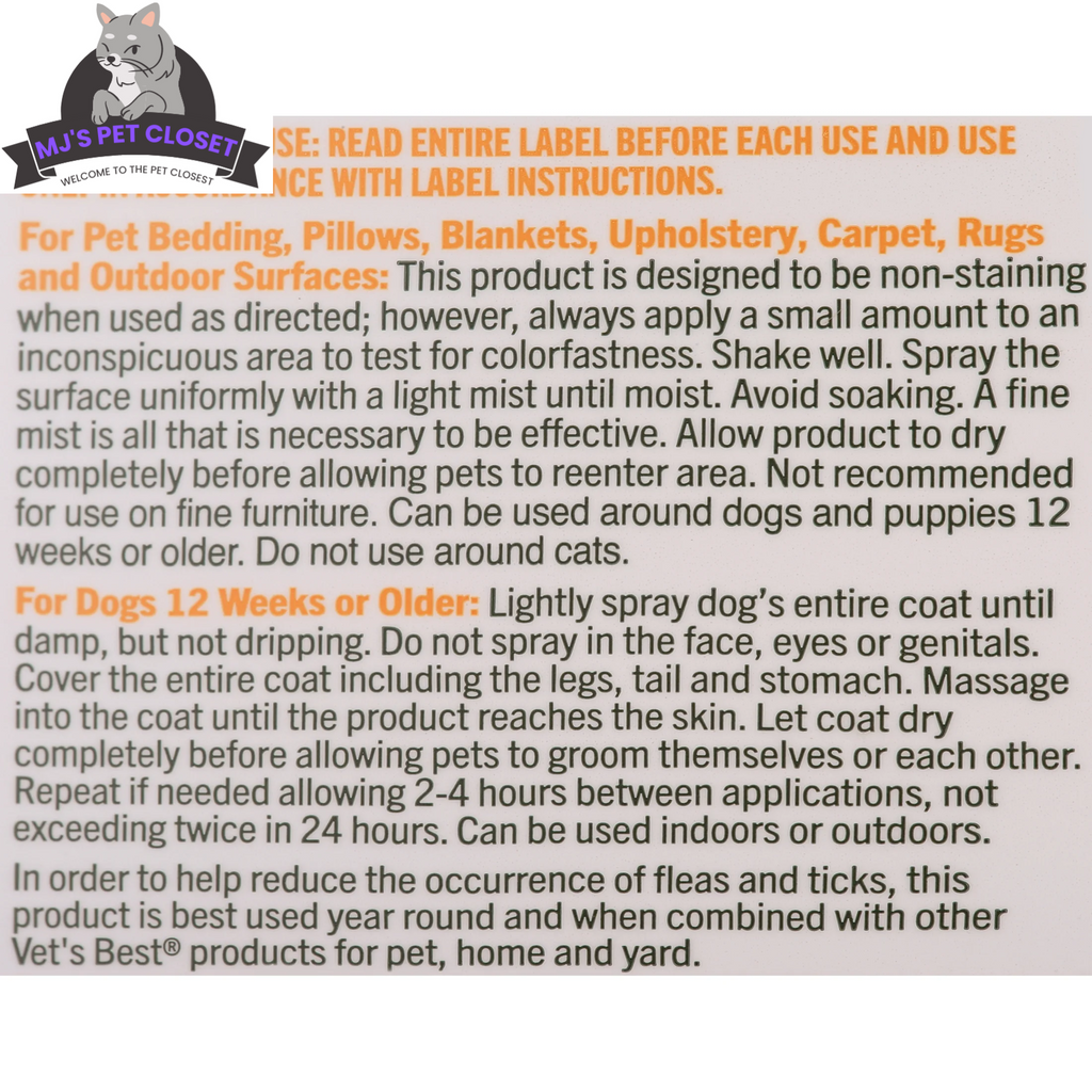 Flea & Tick Spray for Dogs with Plant-Based Ingredients, 16 oz