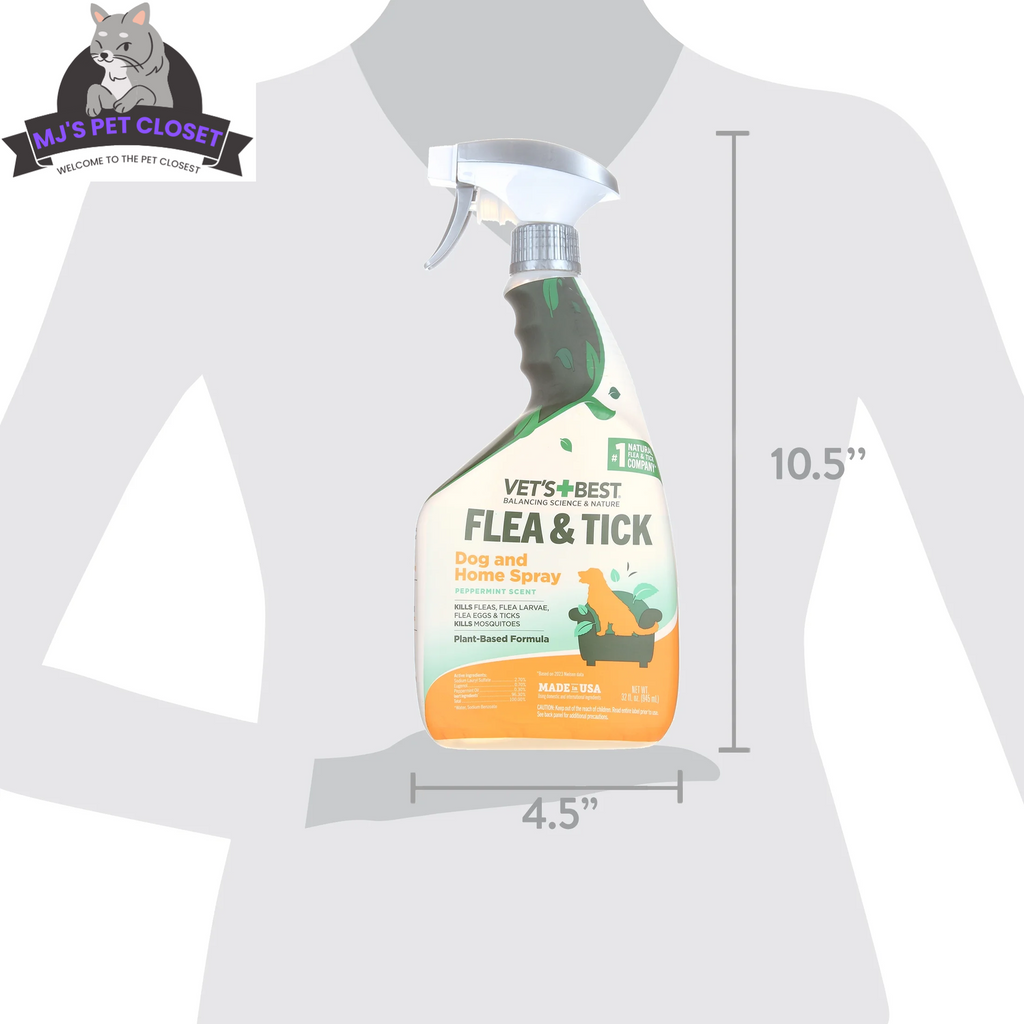Flea & Tick Spray for Dogs with Plant-Based Ingredients, 16 oz