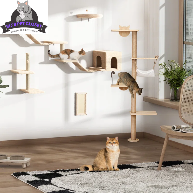 Wall-Mounted Cat Tree Set – Modern Space-Saving Design