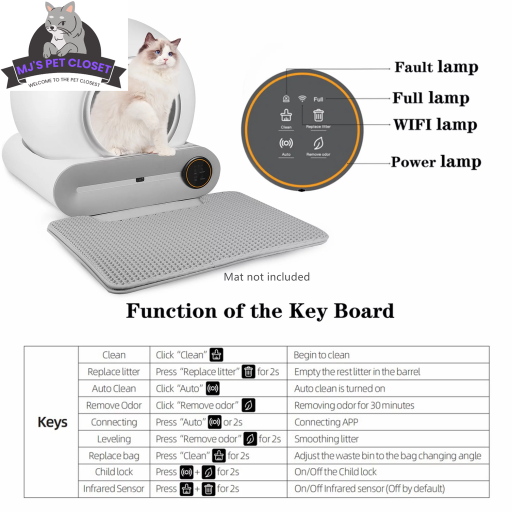 Self-Cleaning Cat Litter Box with App Control, 65L Capacity
