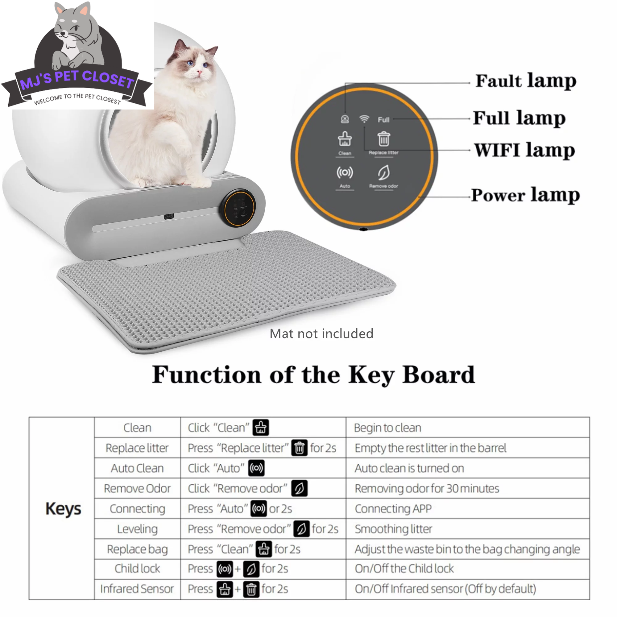 Self-Cleaning Cat Litter Box with App Control, 65L Capacity