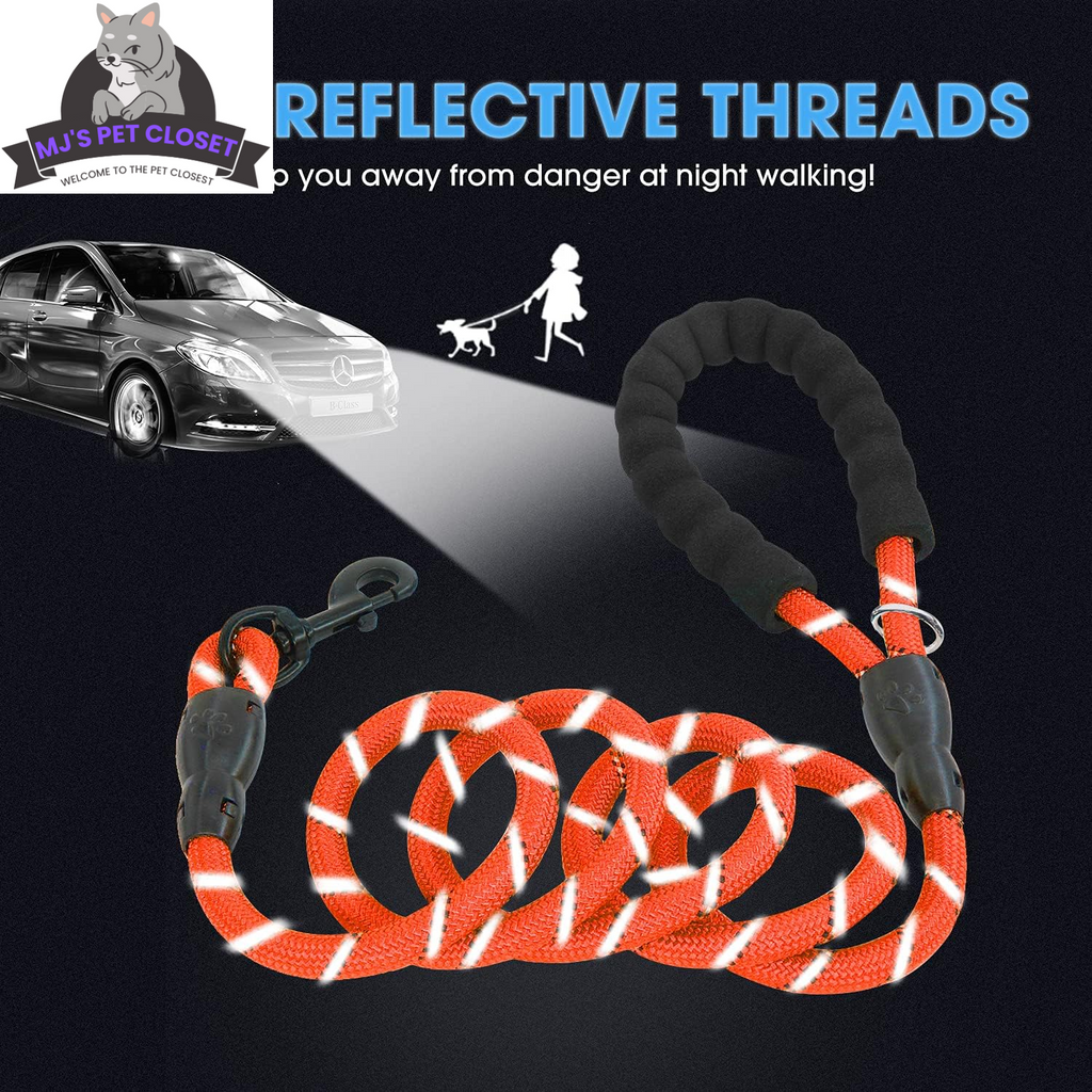 2-Pack 5ft Reflective Nylon Rope Dog Leash Set with Accessories